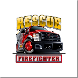 Cartoon Fire Truck Posters and Art